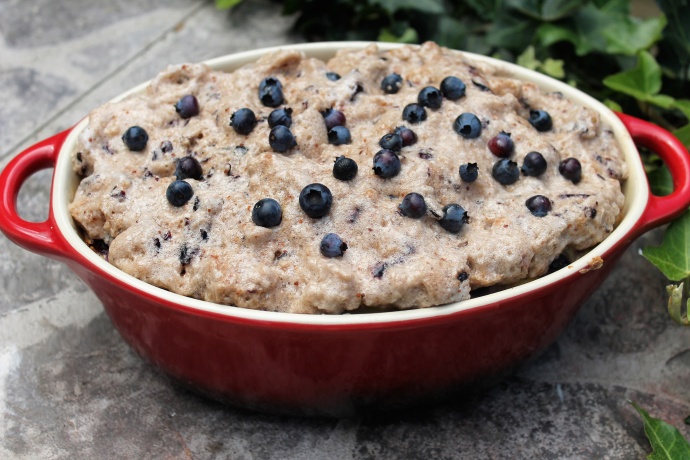 Rýžový nákyp s borůvkami a borůvkovou pěnou